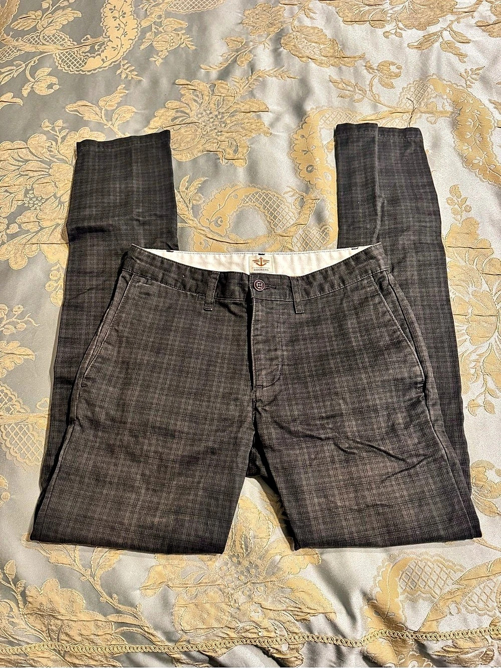 Dockers Plaid Chino Pants Gray Waist 28 x 32
